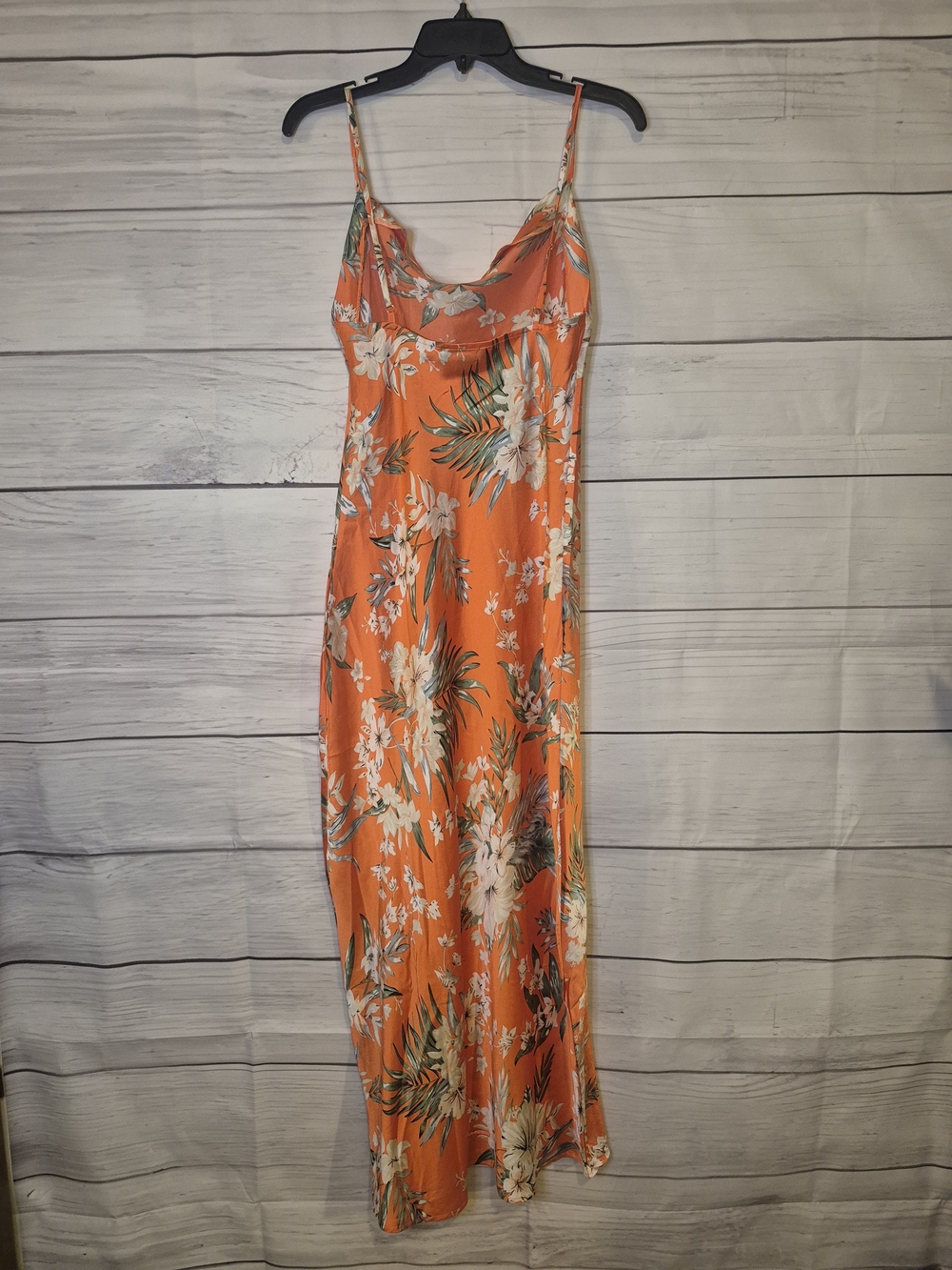Orange Tropical Floral Slip Midi Dress - Lightweight Summer Dress - Picture 7 of 9